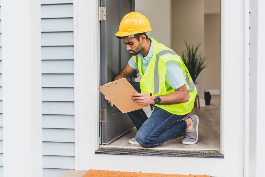 man inspecting home