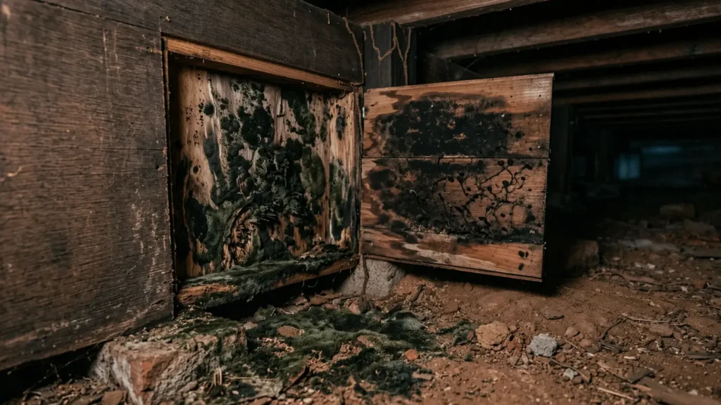 image of hidden mould behind wall or flooring