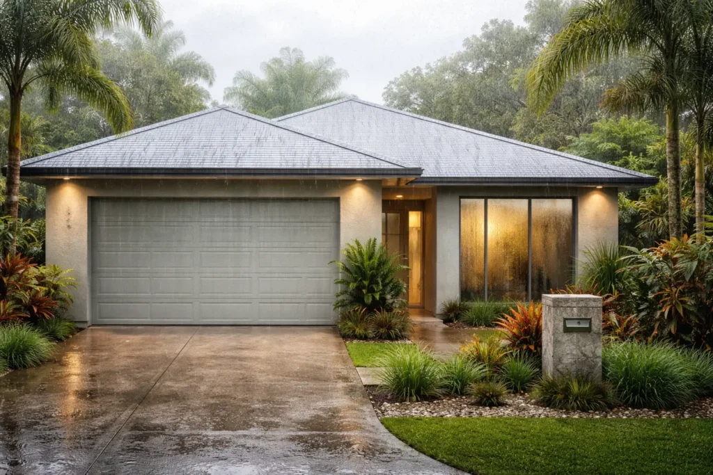 image of humid Rockhampton home exterior with condensation